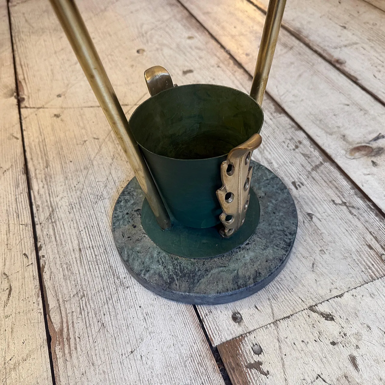 Brass and marble umbrella stand, Gio Ponti Style, 1950s 10