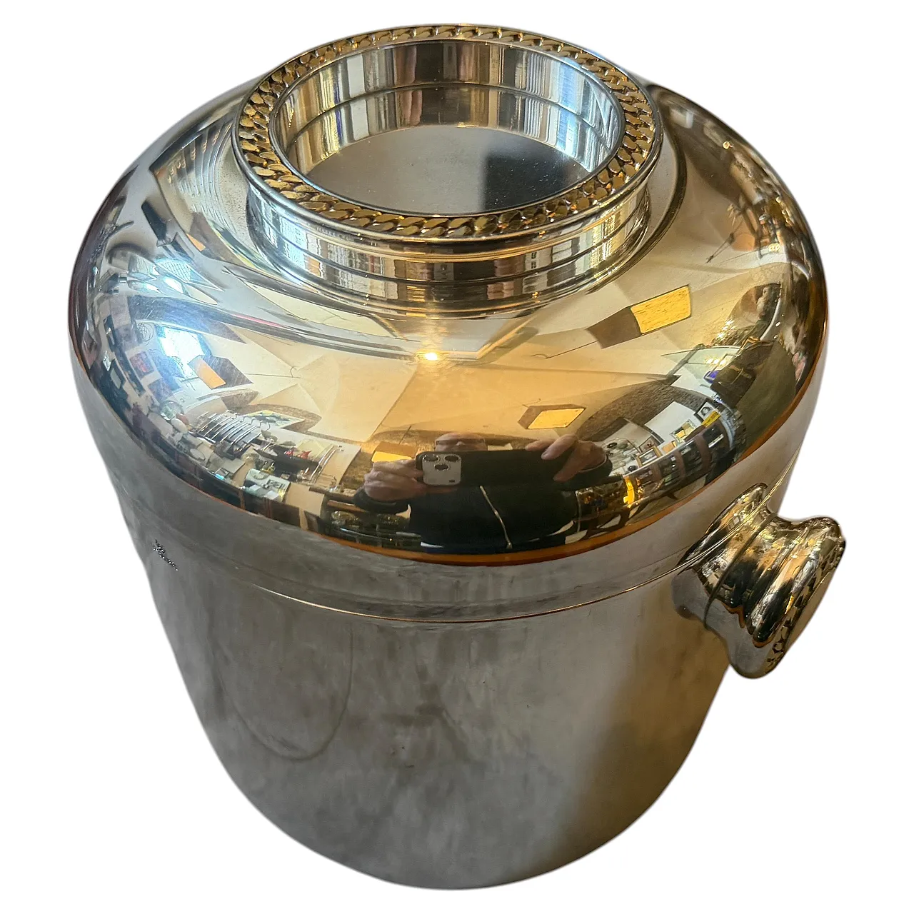 Silver plate and brass luxury wine cooler by Cesa, 1970s 1