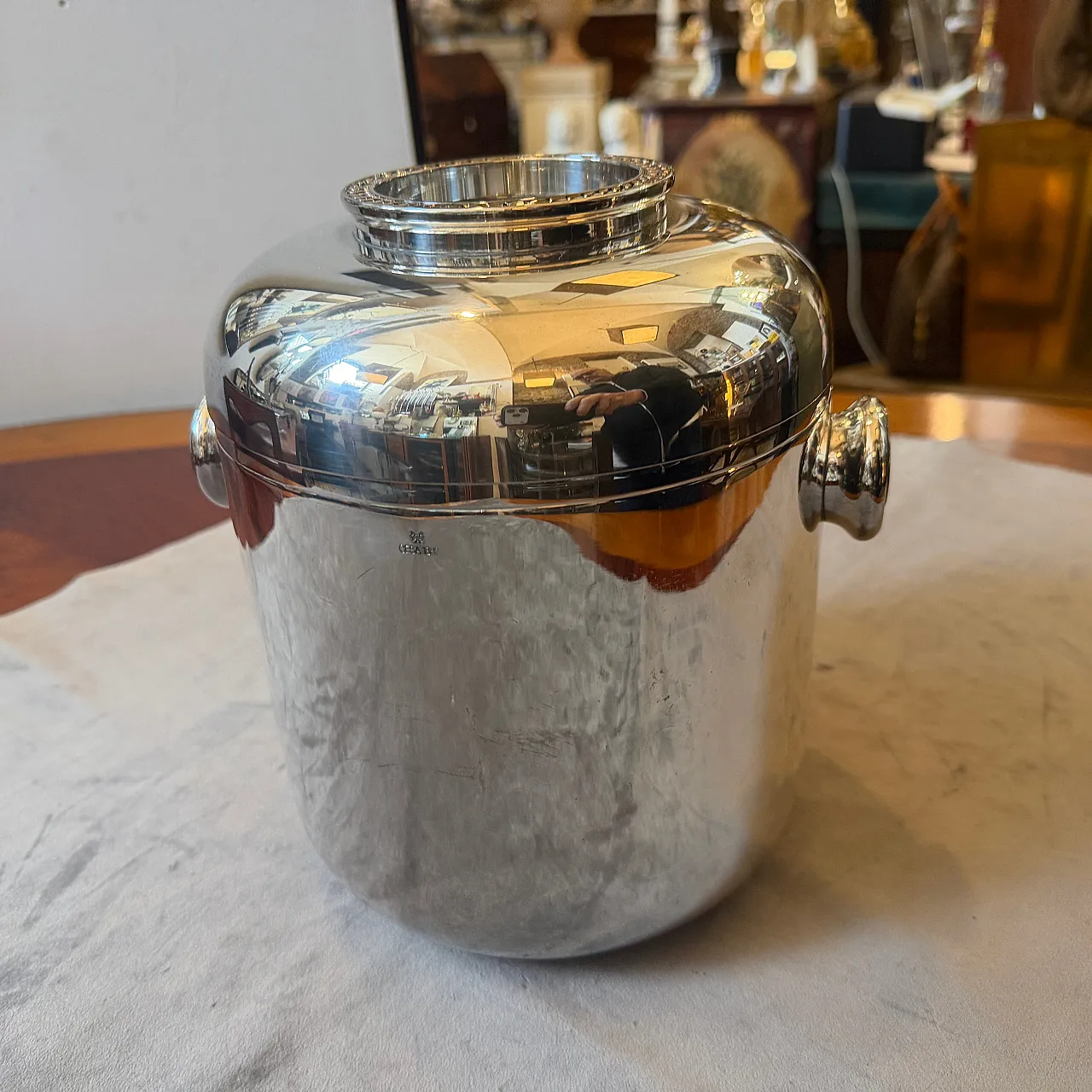 Silver plate and brass luxury wine cooler by Cesa, 1970s 2