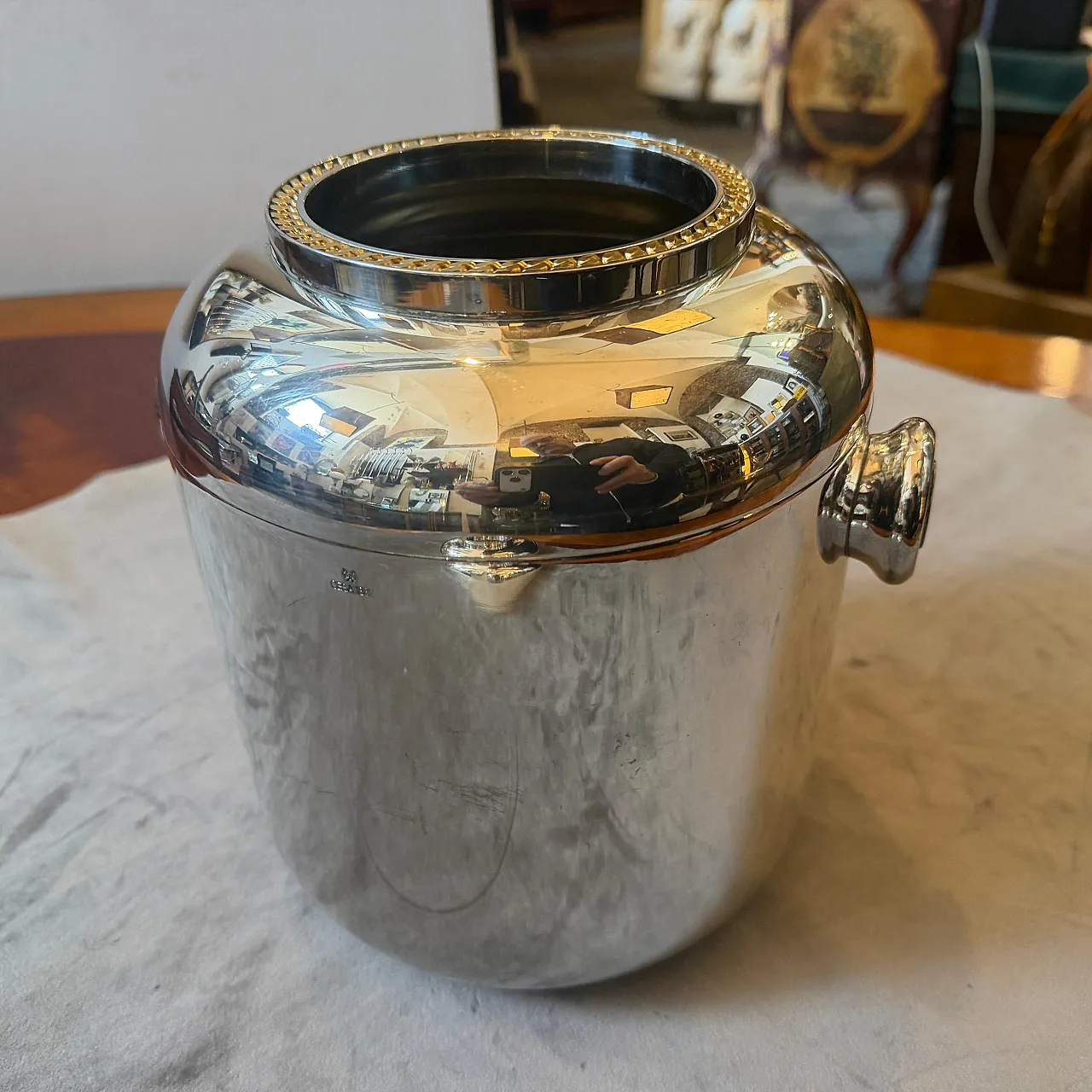 Silver plate and brass luxury wine cooler by Cesa, 1970s 5