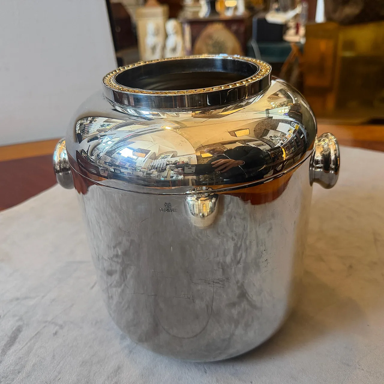 Silver plate and brass luxury wine cooler by Cesa, 1970s 7
