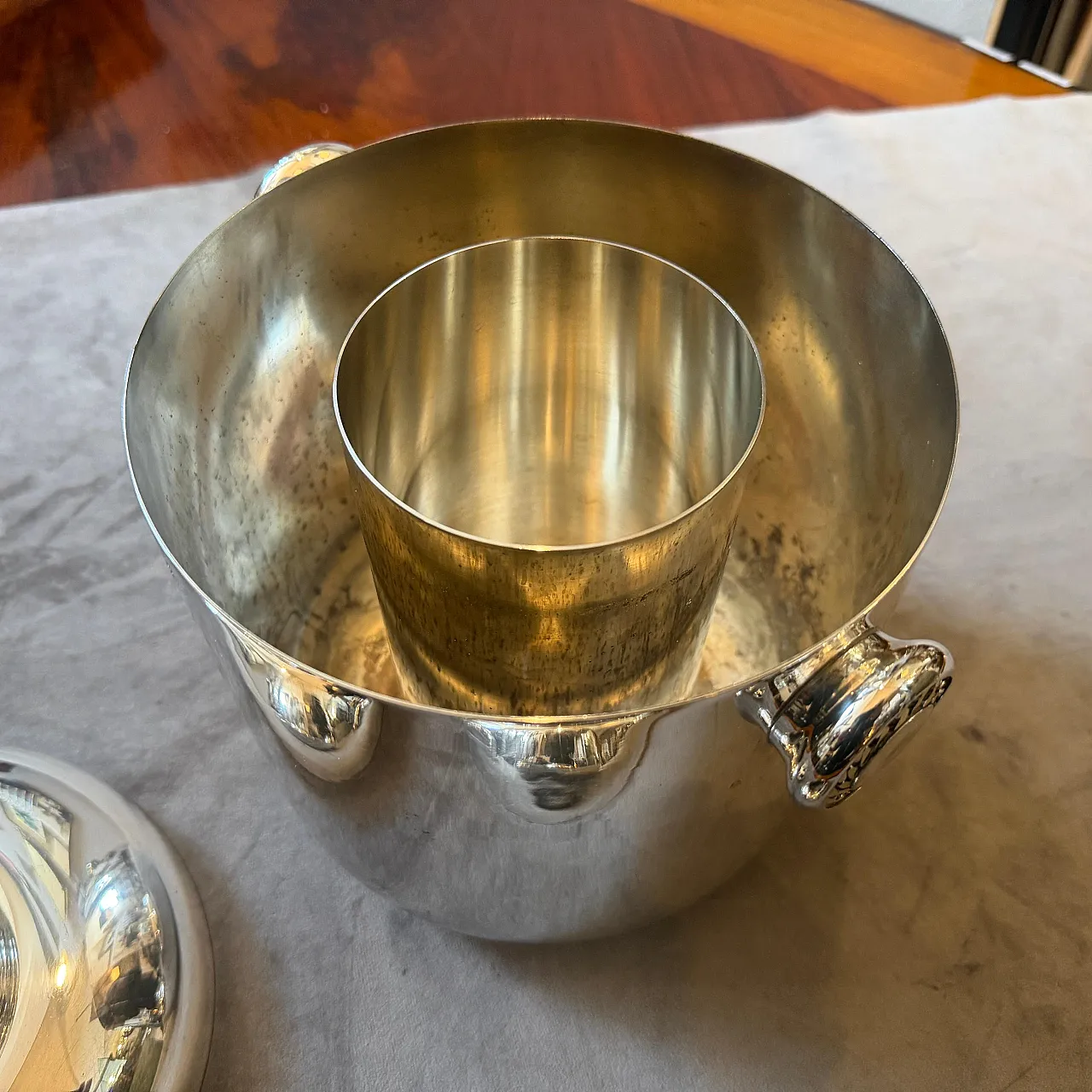 Silver plate and brass luxury wine cooler by Cesa, 1970s 8