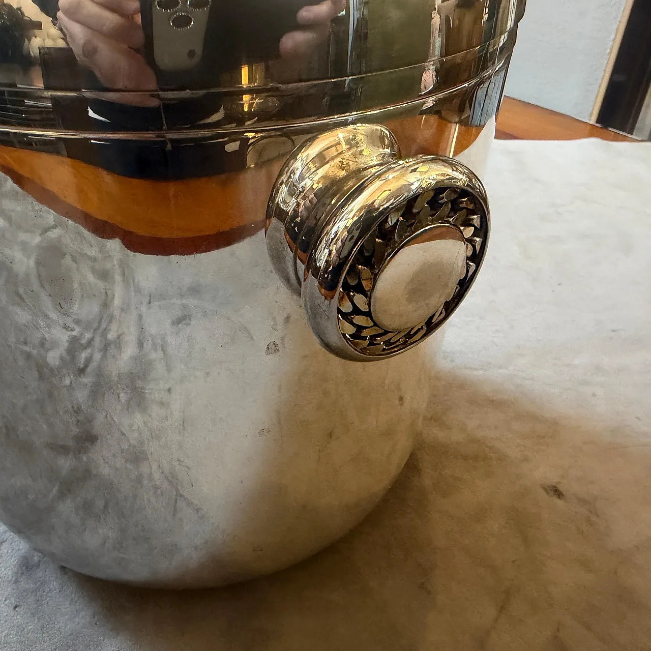 Silver plate and brass luxury wine cooler by Cesa, 1970s 10
