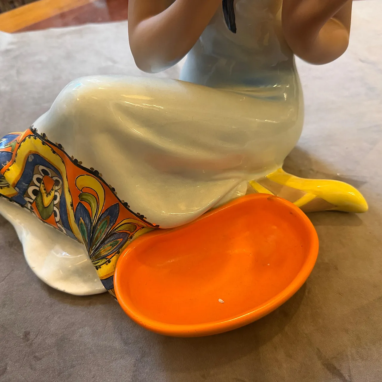 Hand-Painted porcelain oriental woman figure by Ronzan, 1950s 13