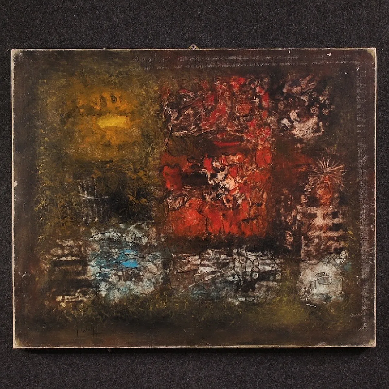 Abstract American painting signed J. Wolff 1
