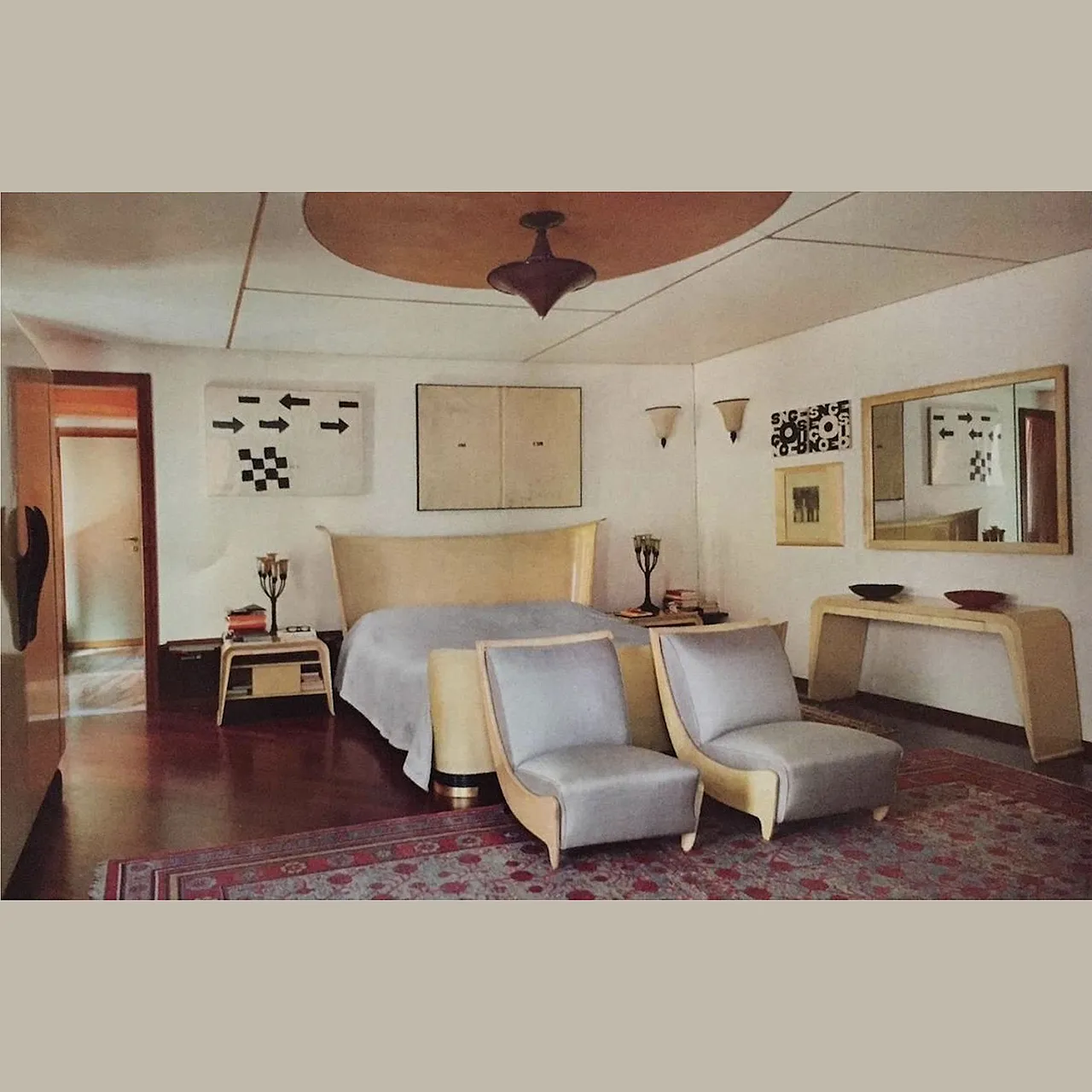 Letto King Art Déco di Guglielmo Ulrich Per Valzania , anni '50 8
