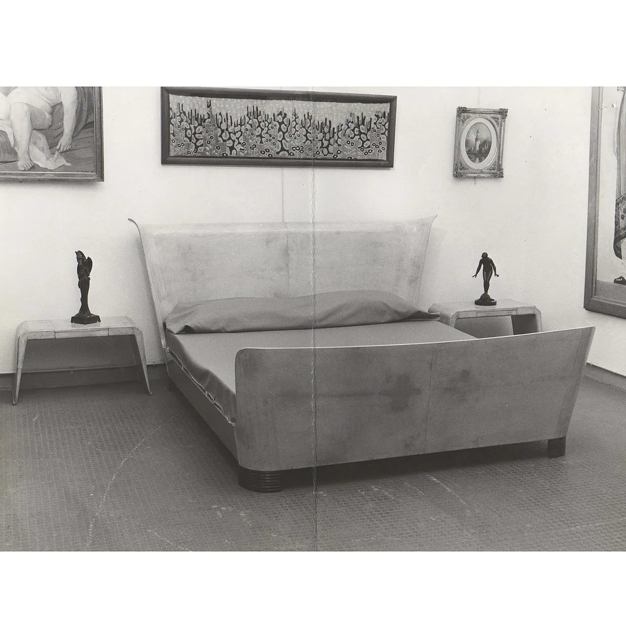 Letto King Art Déco di Guglielmo Ulrich Per Valzania , anni '50 9