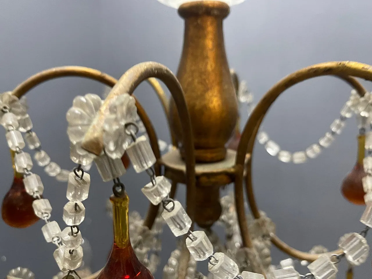 6-light chandelier in golden and amber Murano glass, Italy, 1950s 3