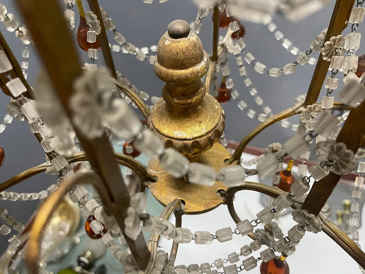 6-light chandelier in golden and amber Murano glass, Italy, 1950s 7