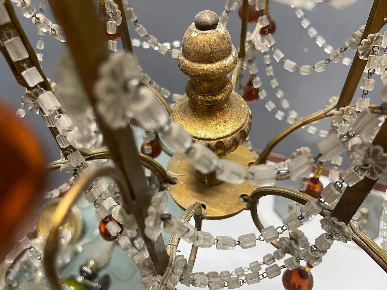 6-light chandelier in golden and amber Murano glass, Italy, 1950s 9