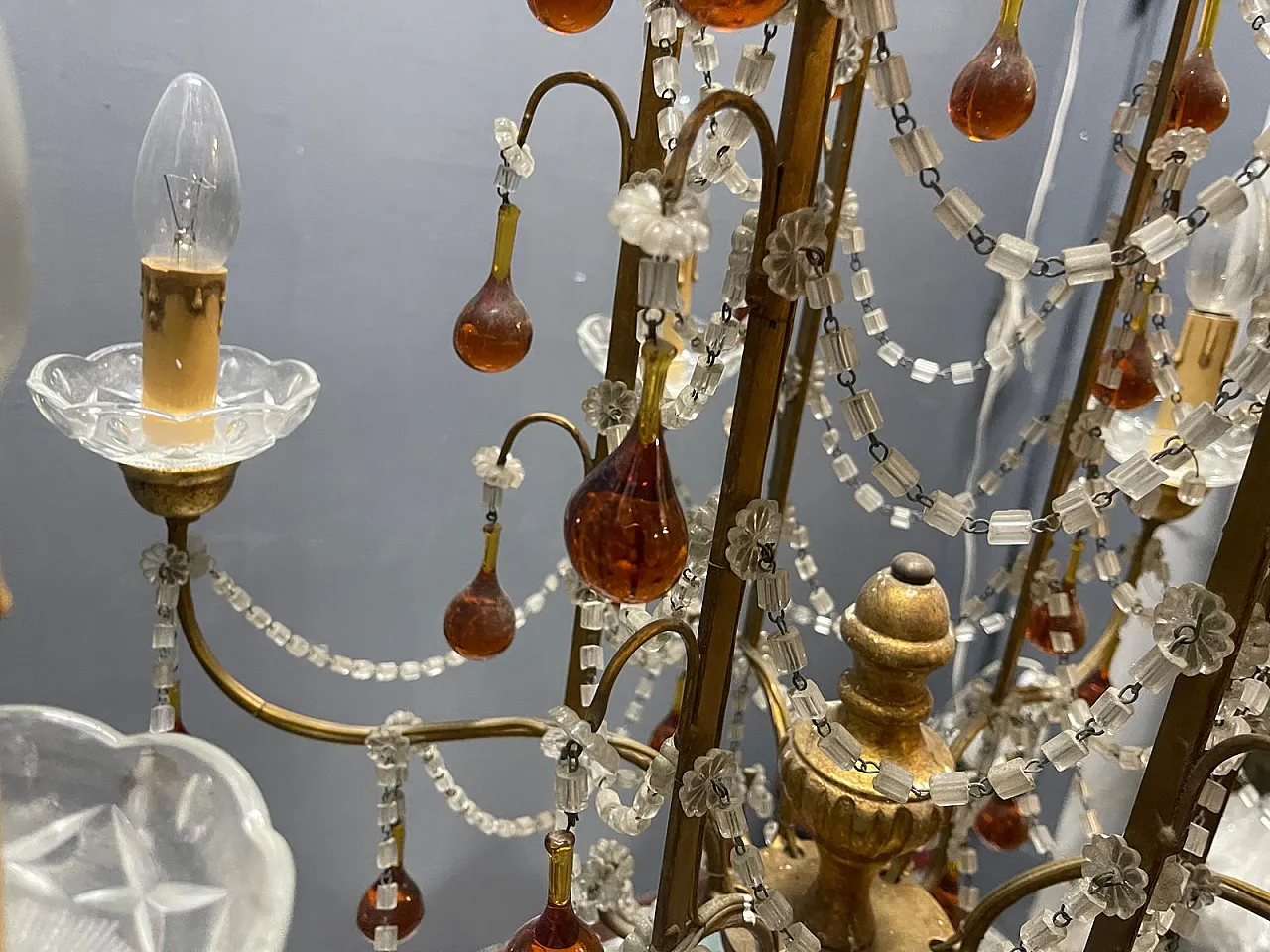 6-light chandelier in golden and amber Murano glass, Italy, 1950s 11