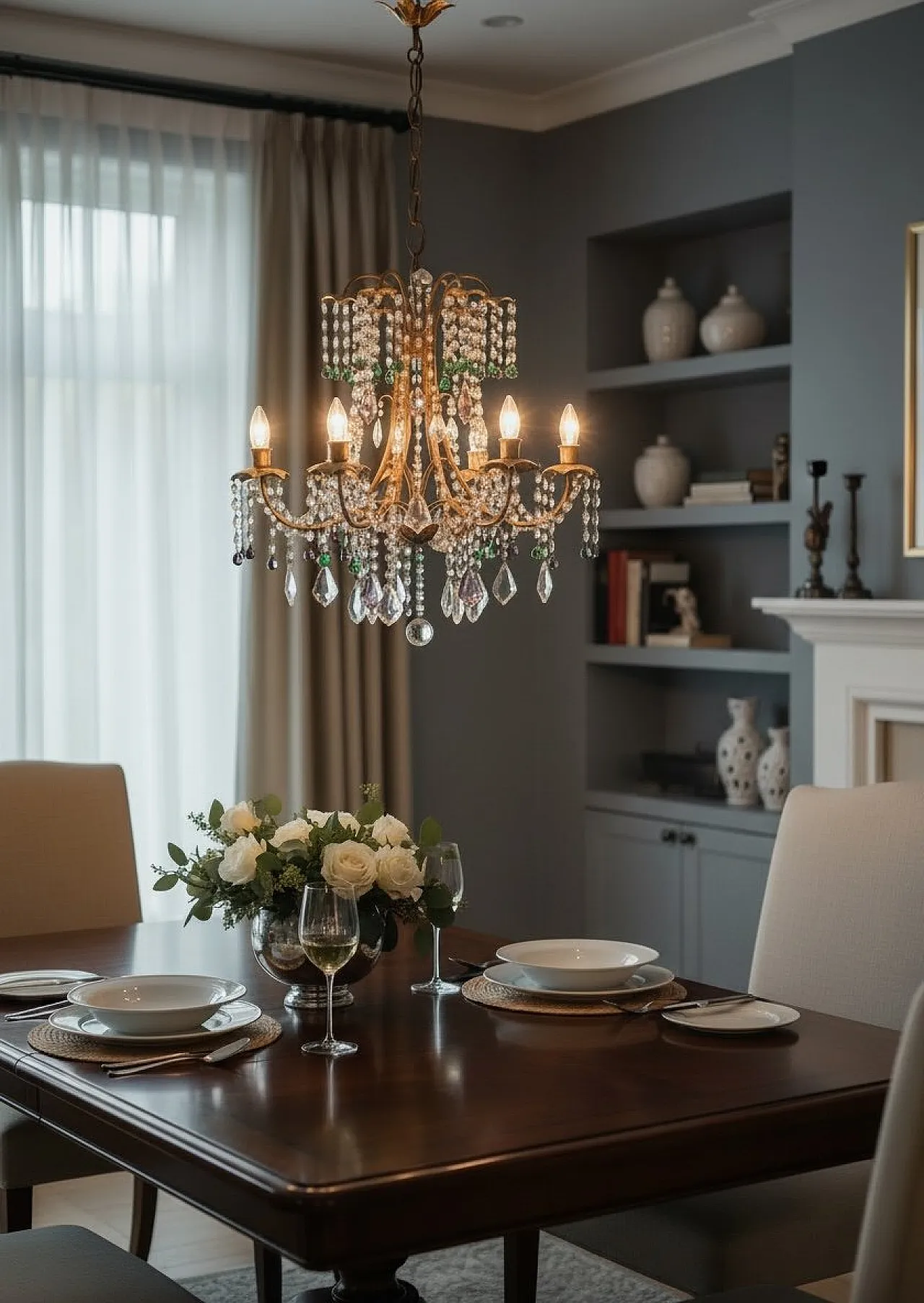 Tole 6-light chandelier in golden Murano glass, Florence, 1950s 6