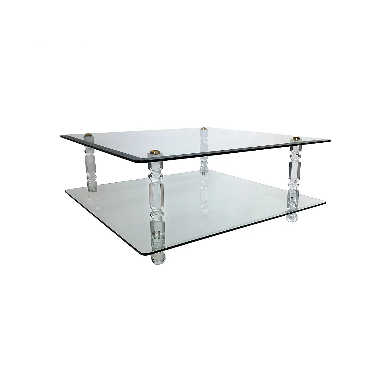 Two-Tier Lucite Glass Coffee Table, 70s 1