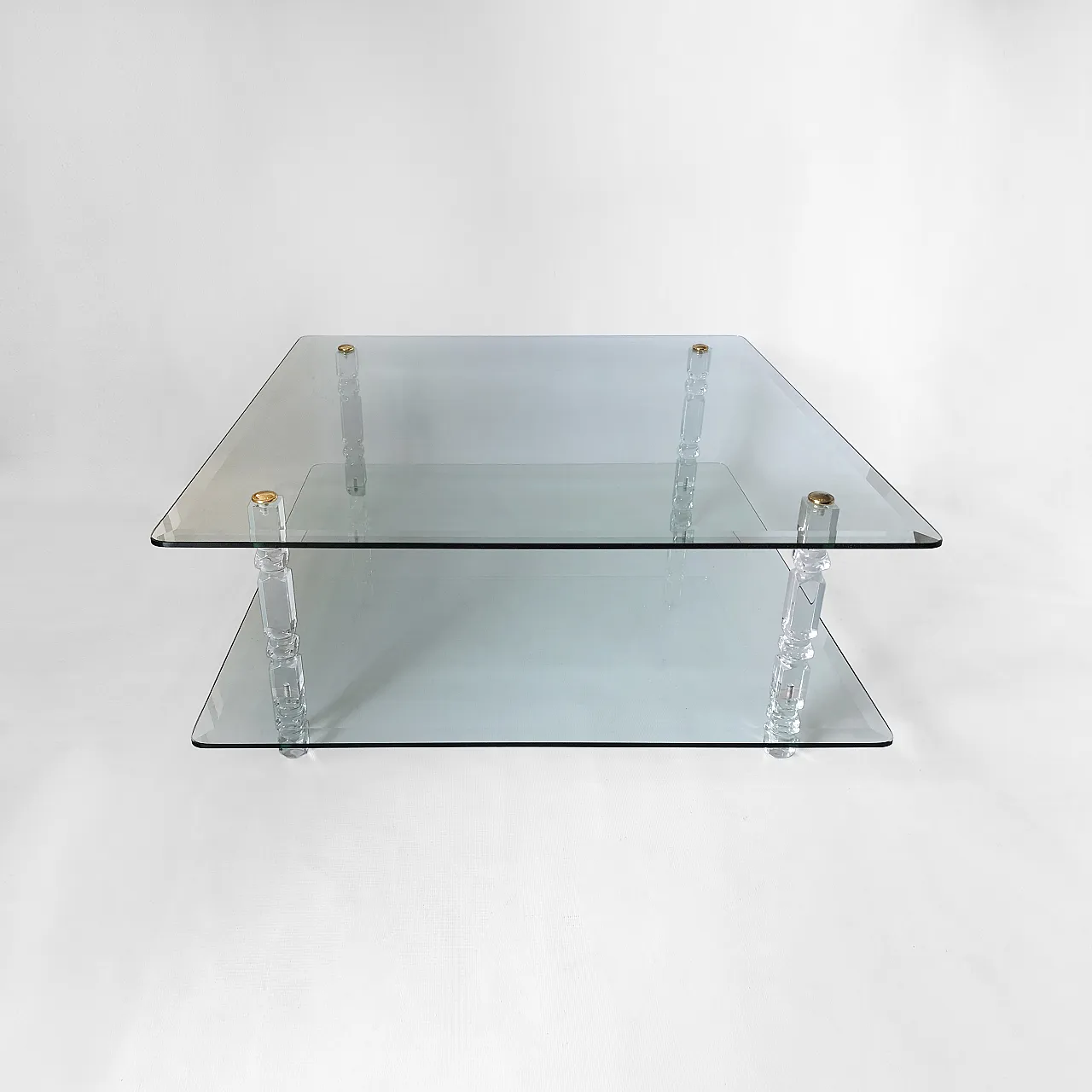 Two-Tier Lucite Glass Coffee Table, 70s 4