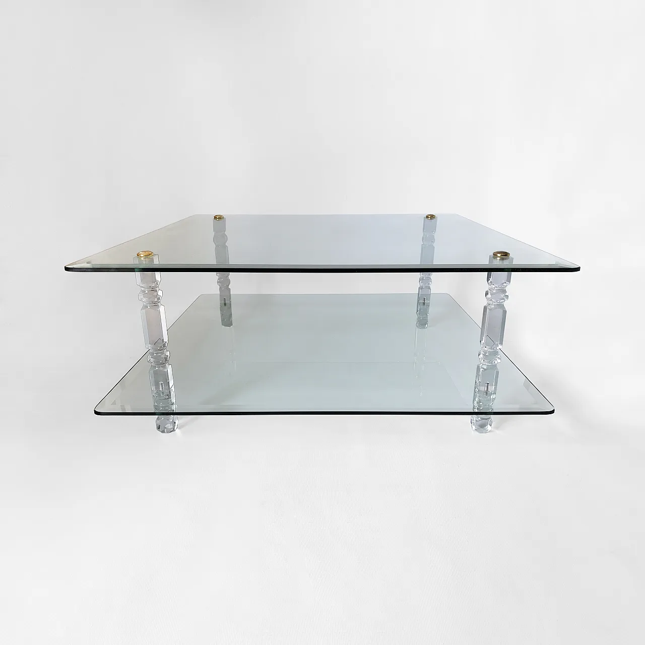Two-Tier Lucite Glass Coffee Table, 70s 5