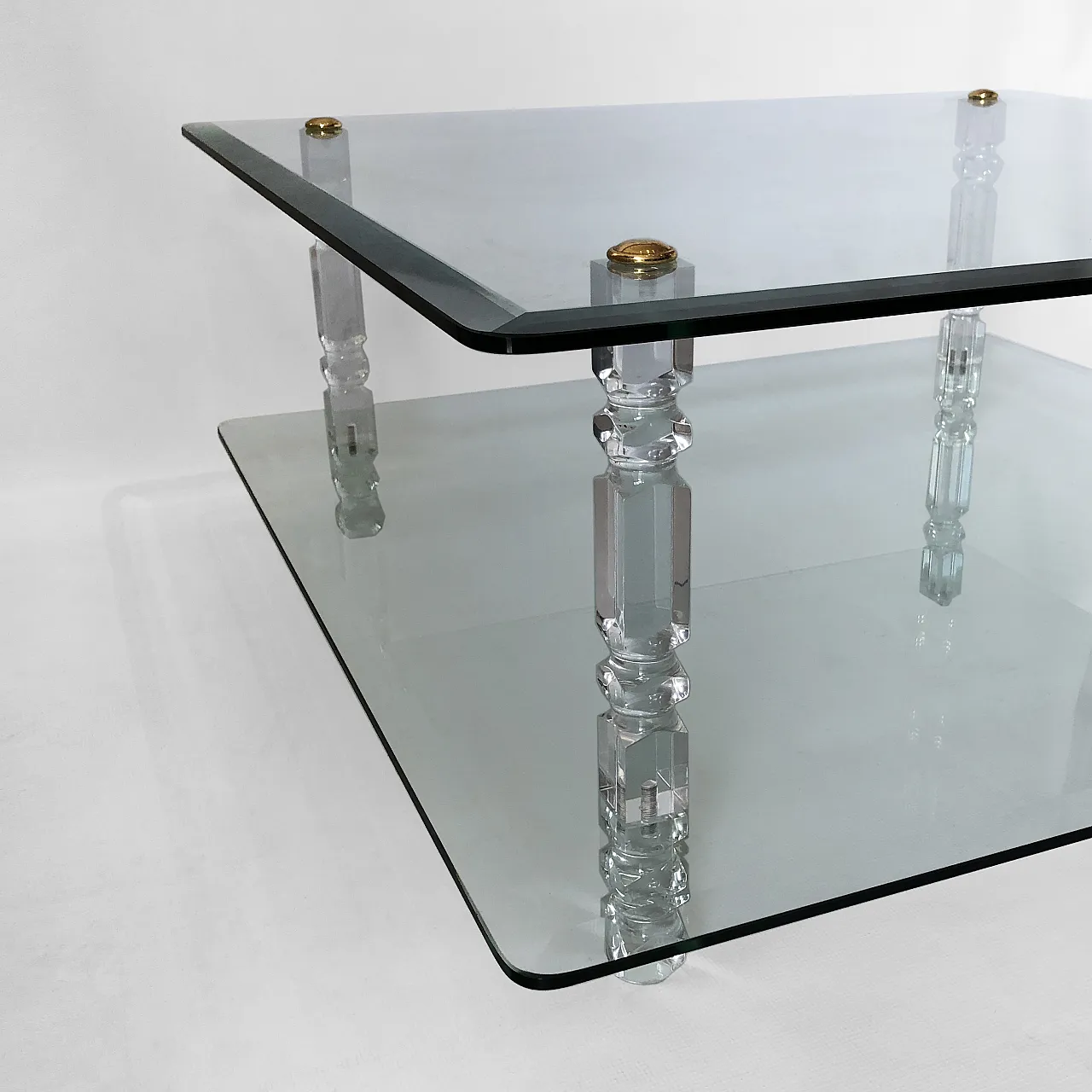 Two-Tier Lucite Glass Coffee Table, 70s 6