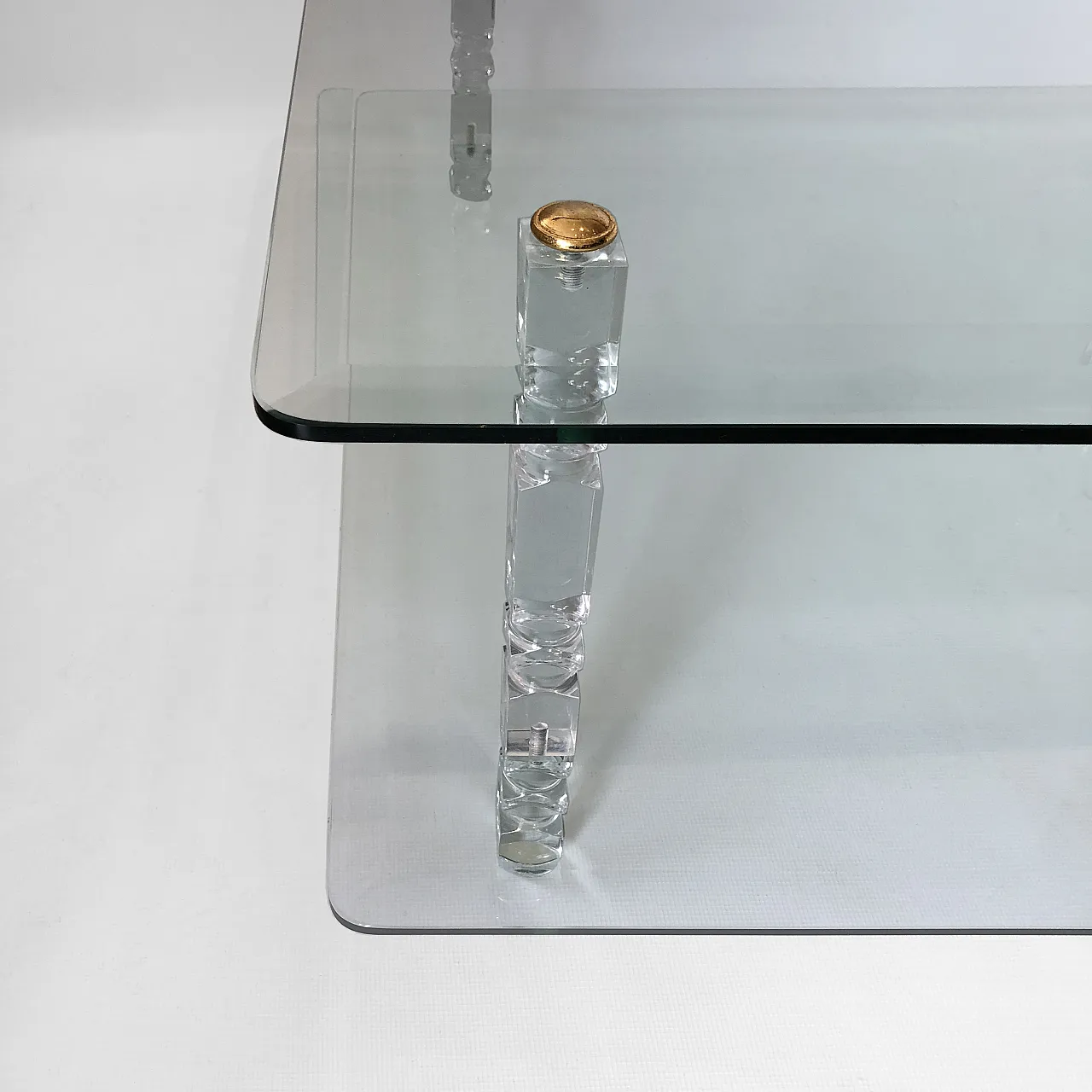 Two-Tier Lucite Glass Coffee Table, 70s 7