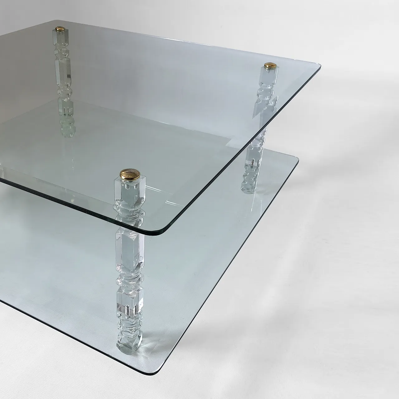 Two-Tier Lucite Glass Coffee Table, 70s 8