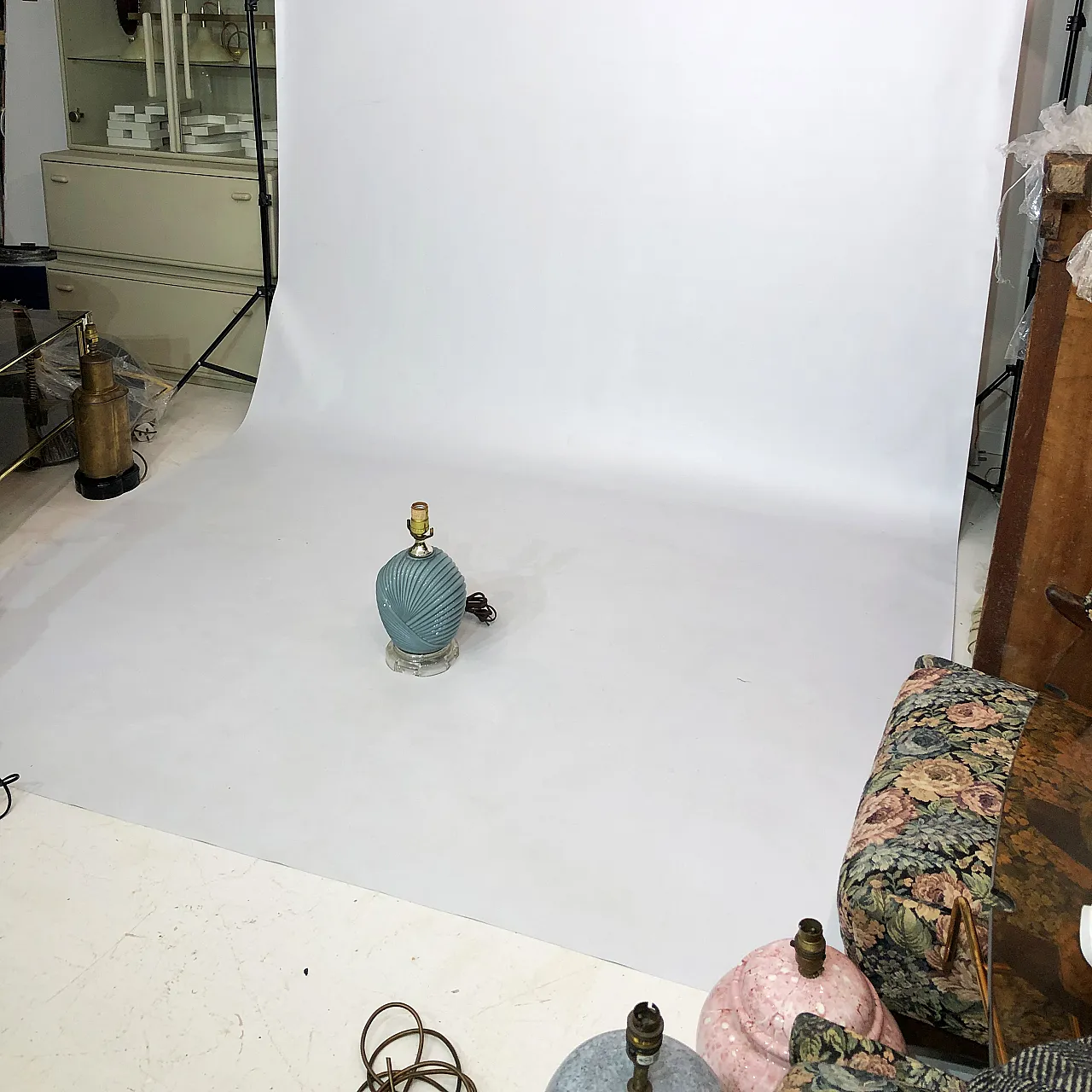 Dusty Blue Candy Table Lamp, 70s 10