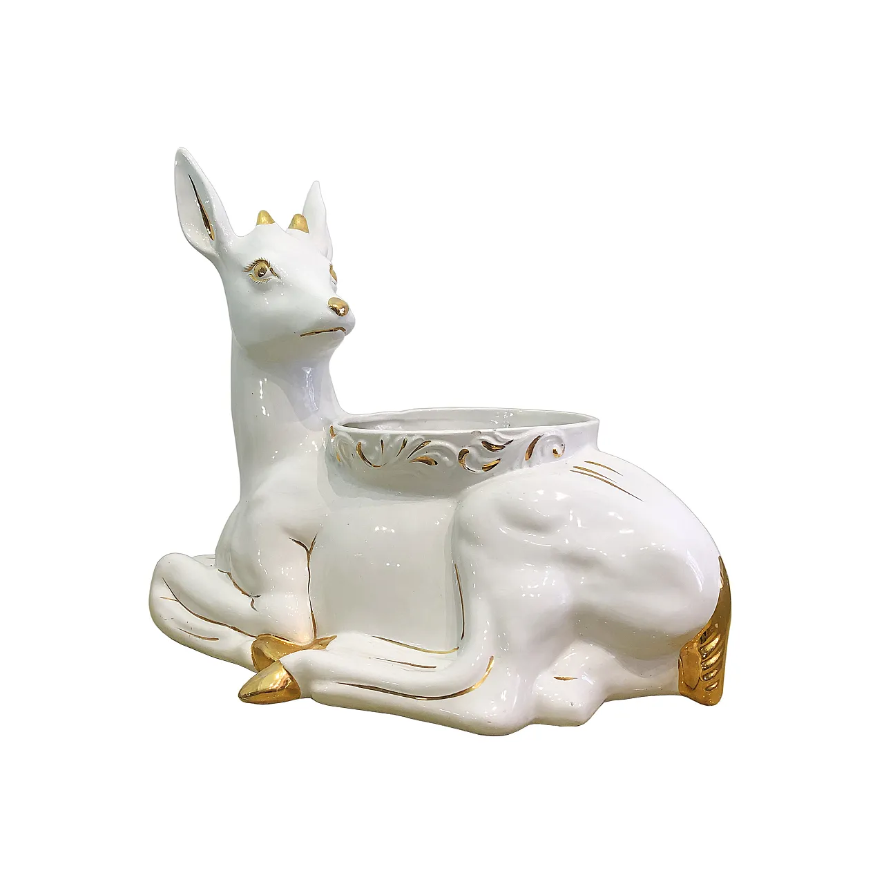 Athena Deer Faun Ceramic Planter, 90s 1