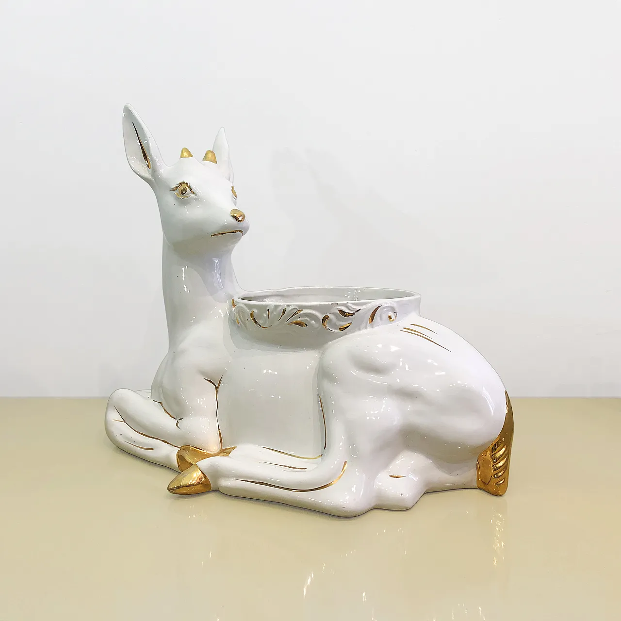 Athena Deer Faun Ceramic Planter, 90s 2