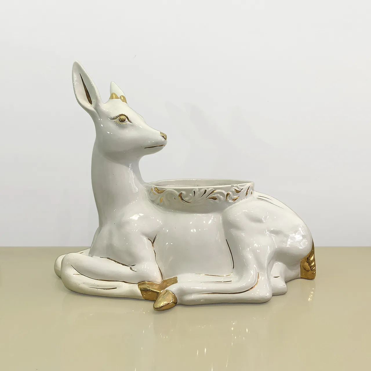 Athena Deer Faun Ceramic Planter, 90s 4