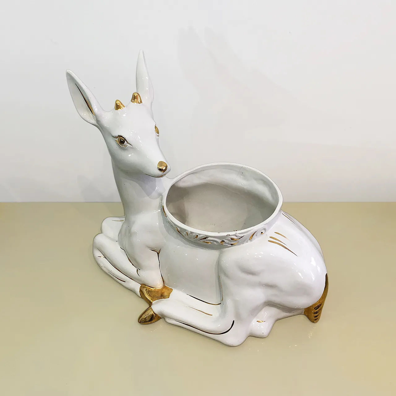 Athena Deer Faun Ceramic Planter, 90s 5