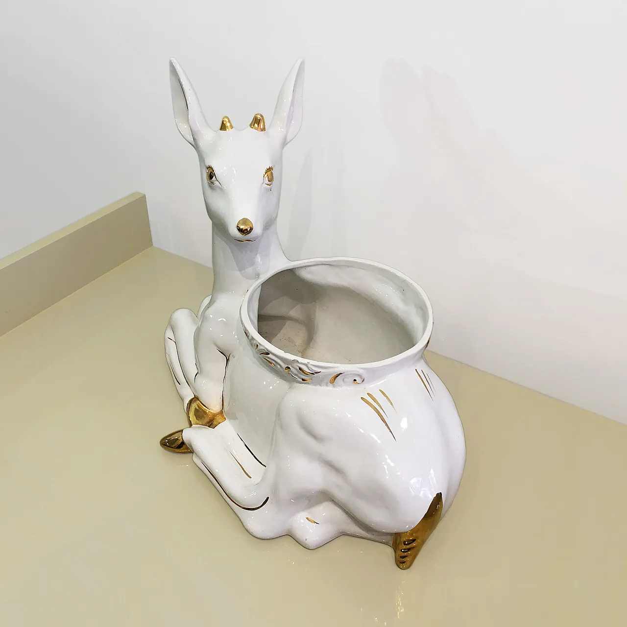 Athena Deer Faun Ceramic Planter, 90s 6