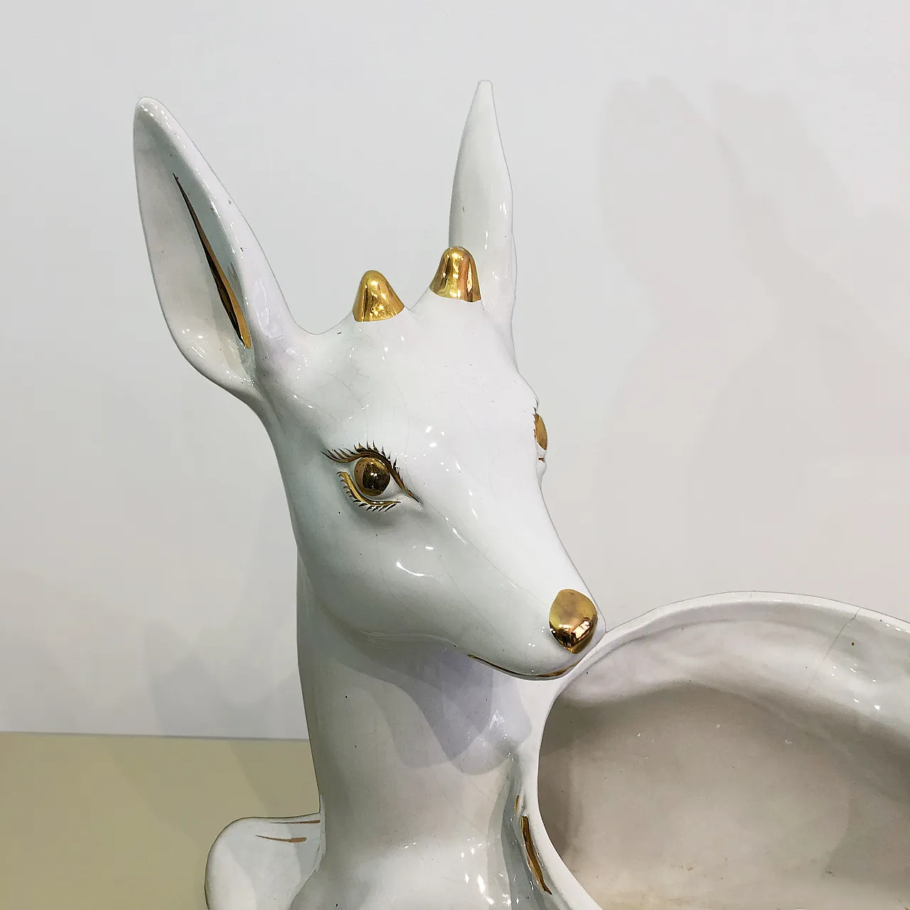 Athena Deer Faun Ceramic Planter, 90s 7