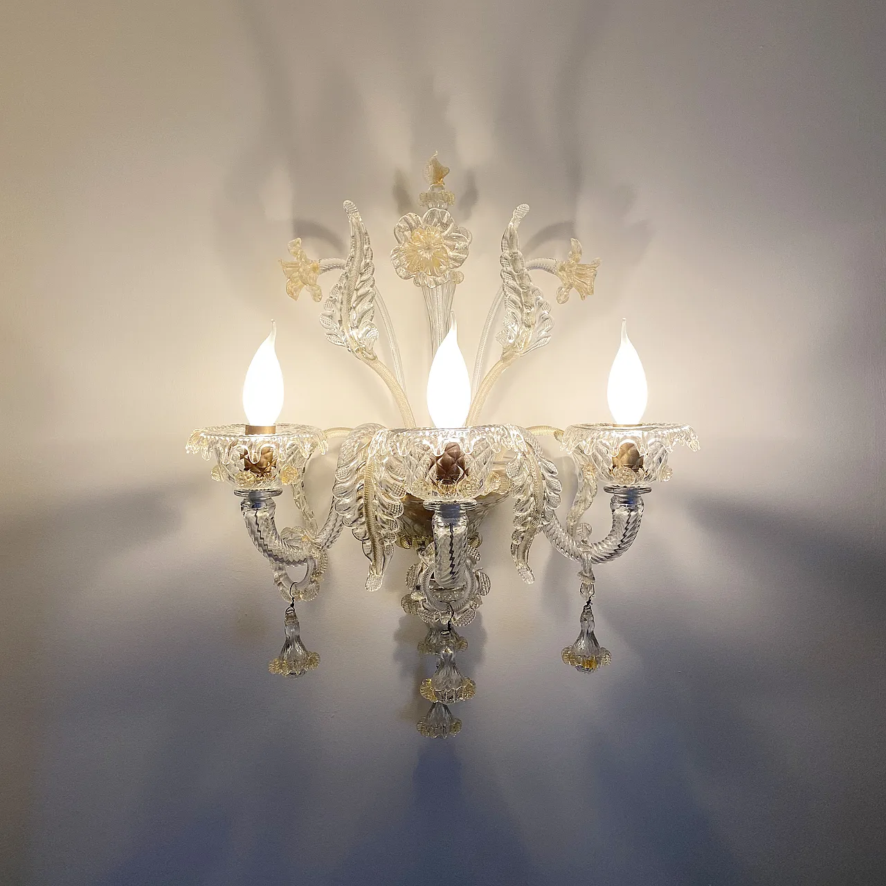 Venetian Murano Glass Wall Chandelier, 90s 7