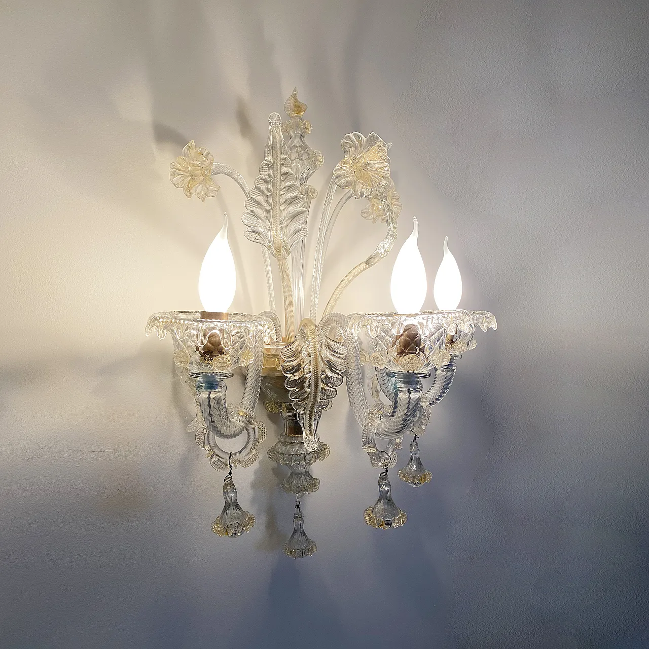 Venetian Murano Glass Wall Chandelier, 90s 8