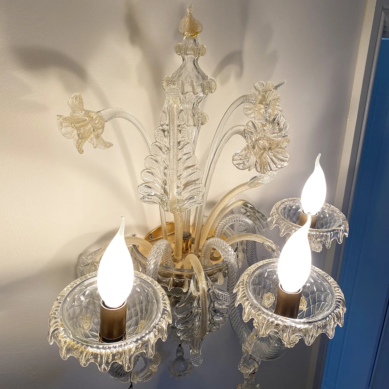 Venetian Murano Glass Wall Chandelier, 90s 9