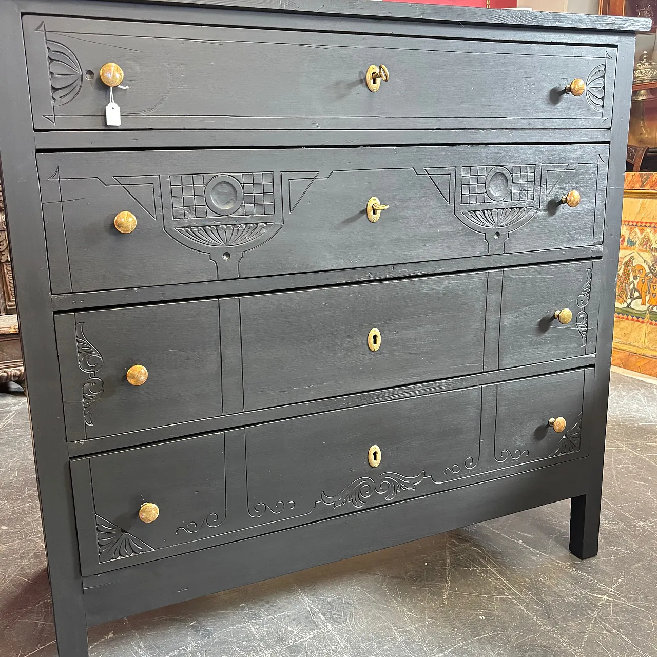 Chest of drawers Liberty chest of drawers, black lacquered, 20th c. 1