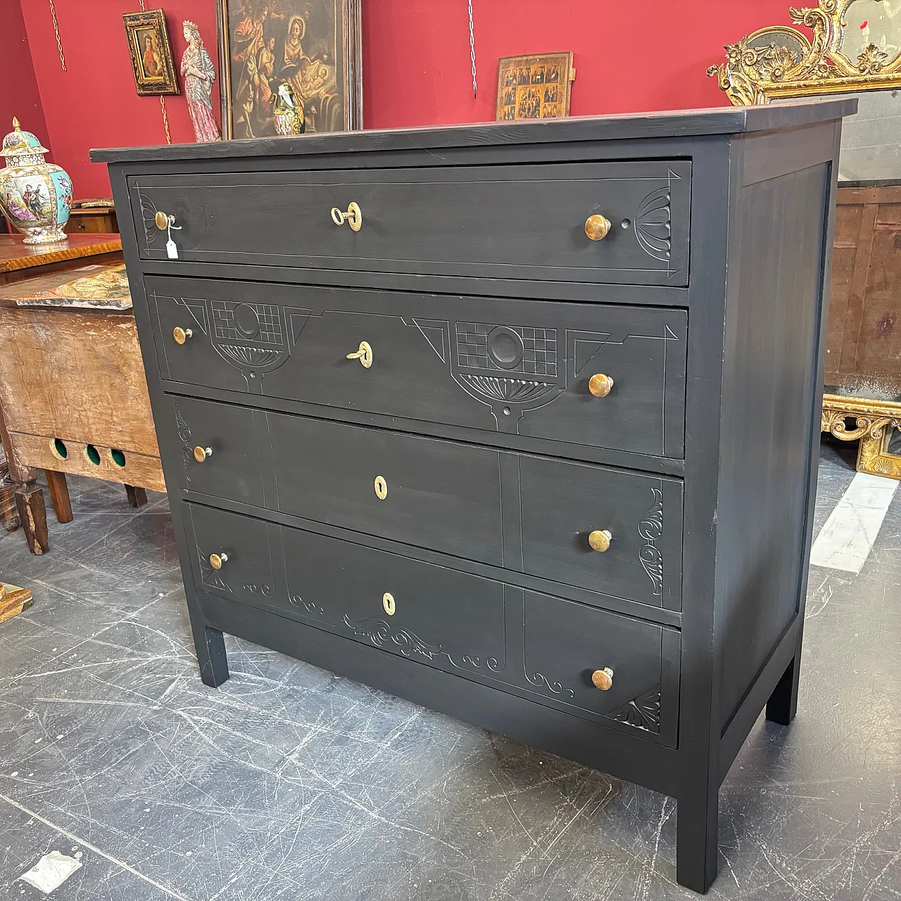 Chest of drawers Liberty chest of drawers, black lacquered, 20th c. 2