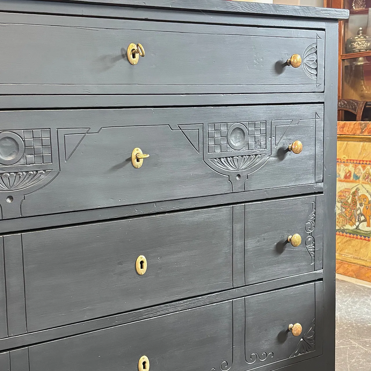 Chest of drawers Liberty chest of drawers, black lacquered, 20th c. 5