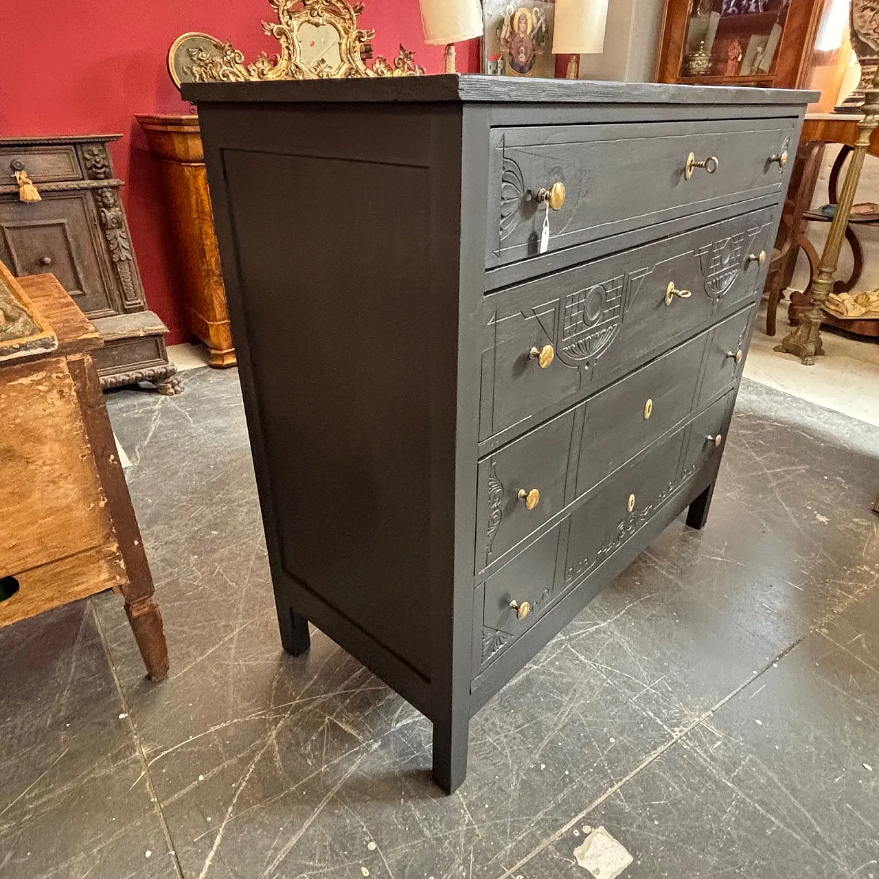 Chest of drawers Liberty chest of drawers, black lacquered, 20th c. 7