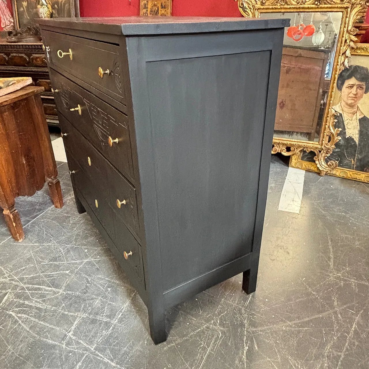 Chest of drawers Liberty chest of drawers, black lacquered, 20th c. 13