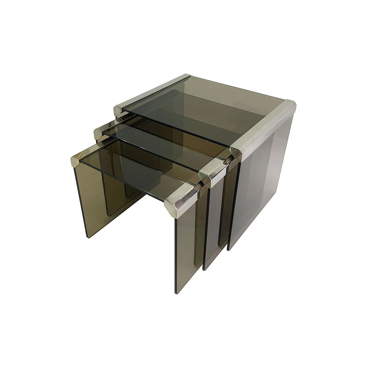 Gallotti & Radice ‘Tris’ T35 Smoked Glass Nesting Tables 1