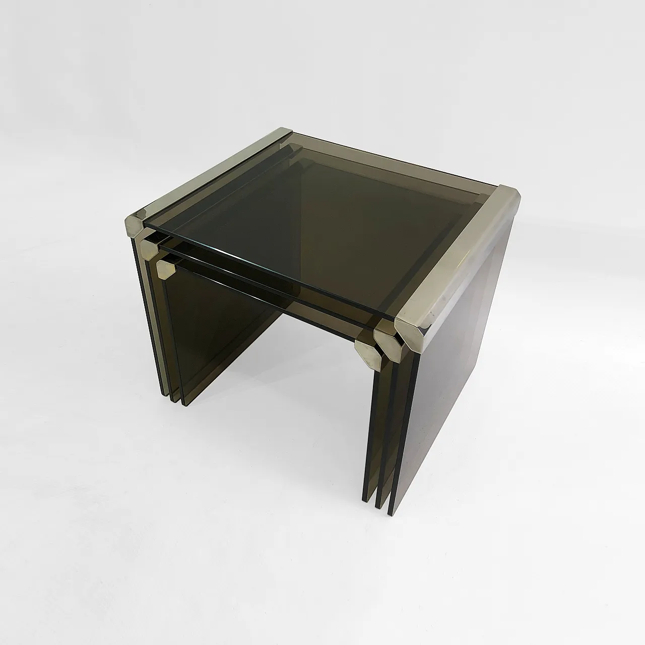 Gallotti & Radice ‘Tris’ T35 Smoked Glass Nesting Tables 6