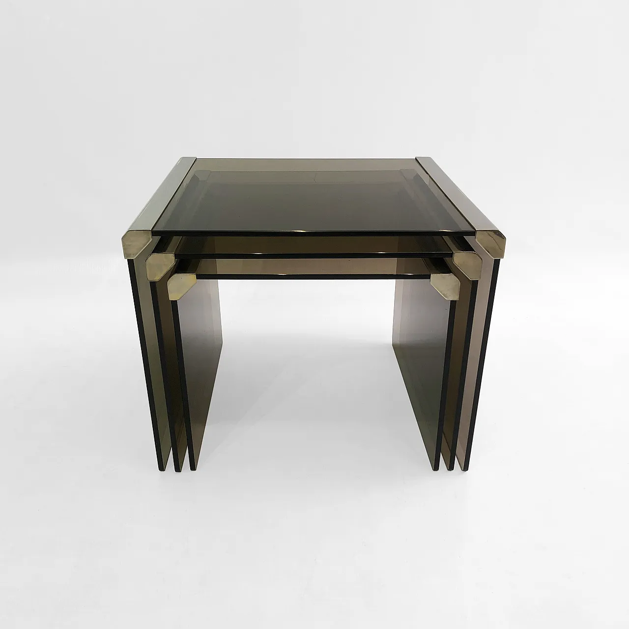 Gallotti & Radice ‘Tris’ T35 Smoked Glass Nesting Tables 7