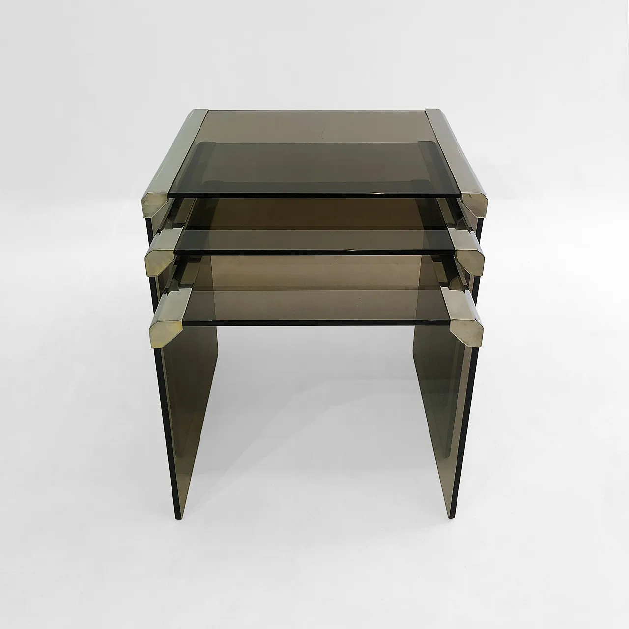 Gallotti & Radice ‘Tris’ T35 Smoked Glass Nesting Tables 8