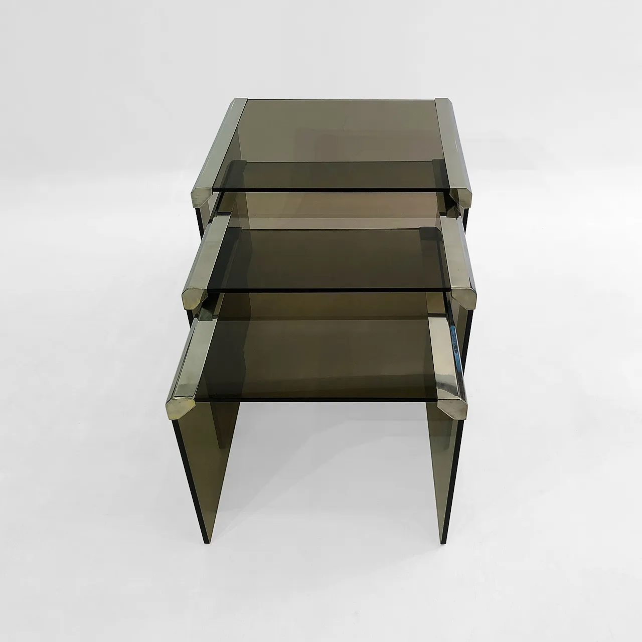 Gallotti & Radice ‘Tris’ T35 Smoked Glass Nesting Tables 9