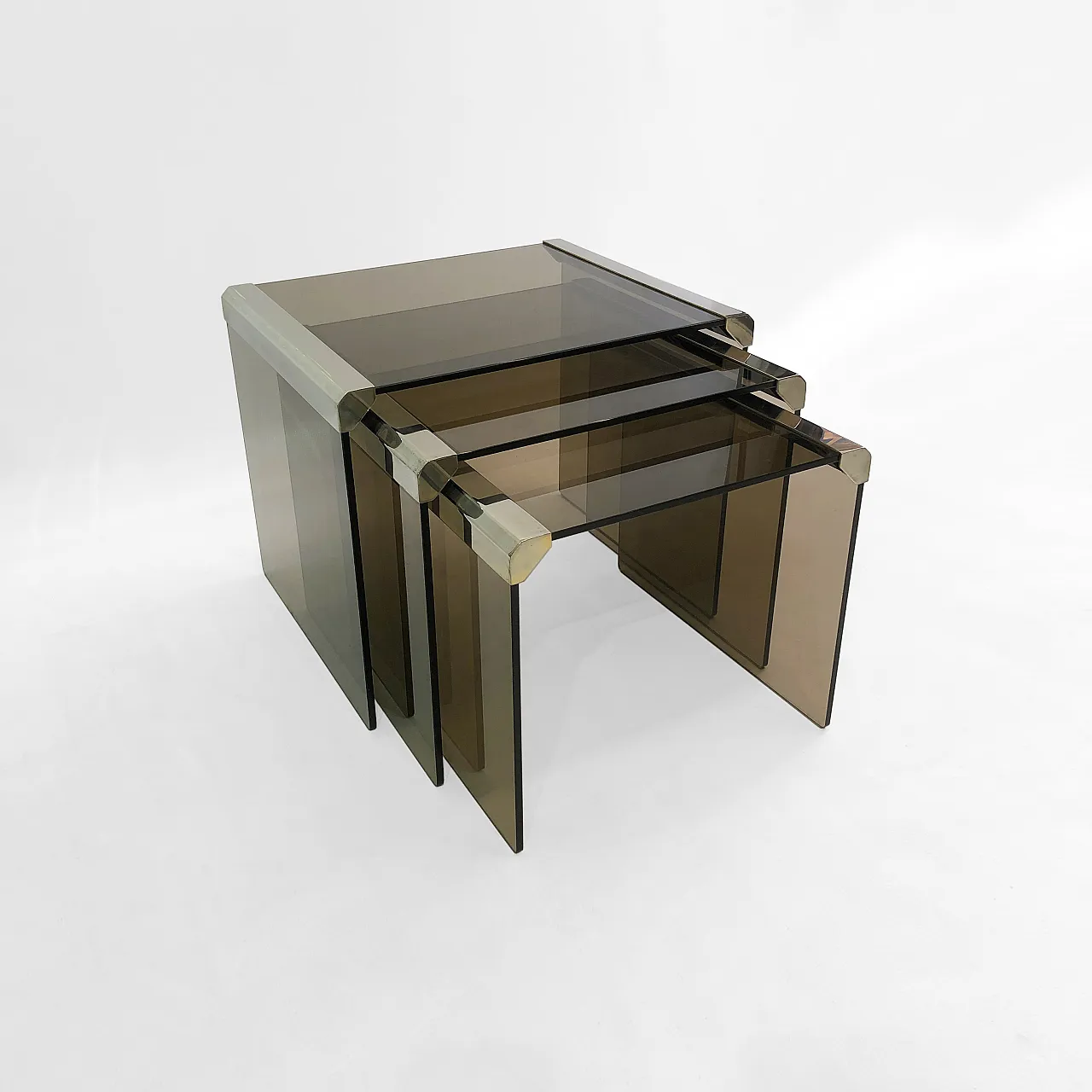 Gallotti & Radice ‘Tris’ T35 Smoked Glass Nesting Tables 10