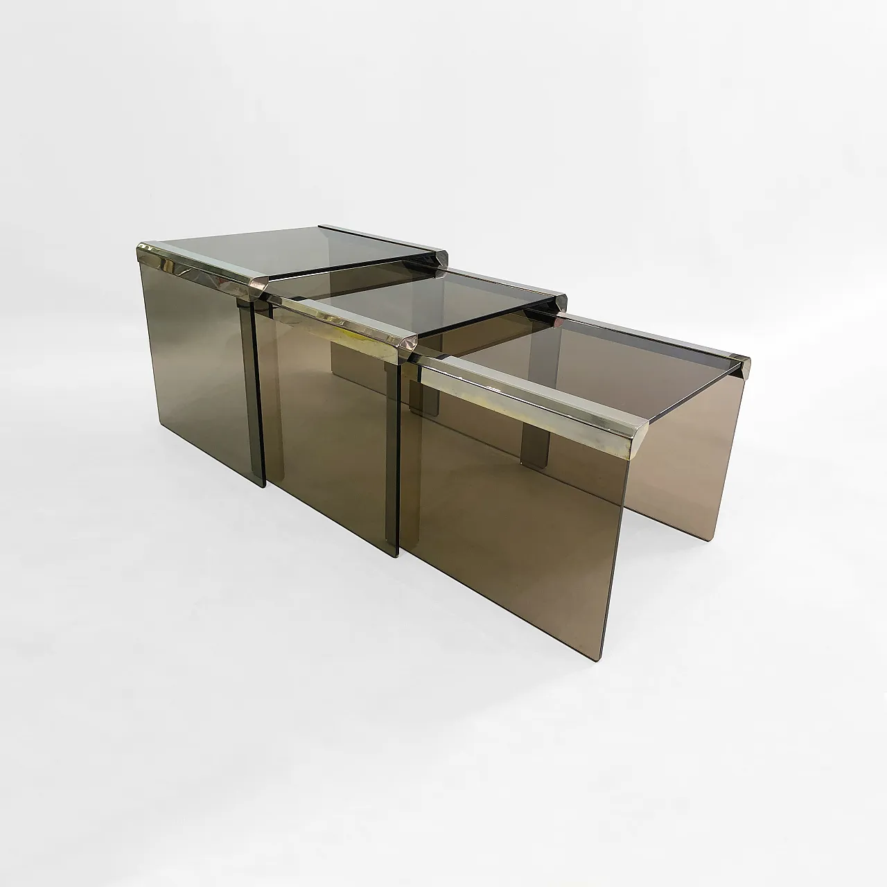 Gallotti & Radice ‘Tris’ T35 Smoked Glass Nesting Tables 12