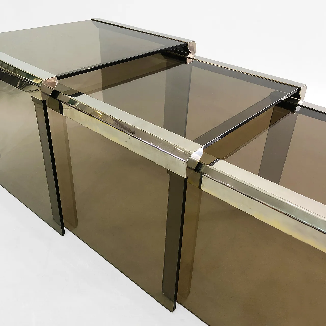 Gallotti & Radice ‘Tris’ T35 Smoked Glass Nesting Tables 13