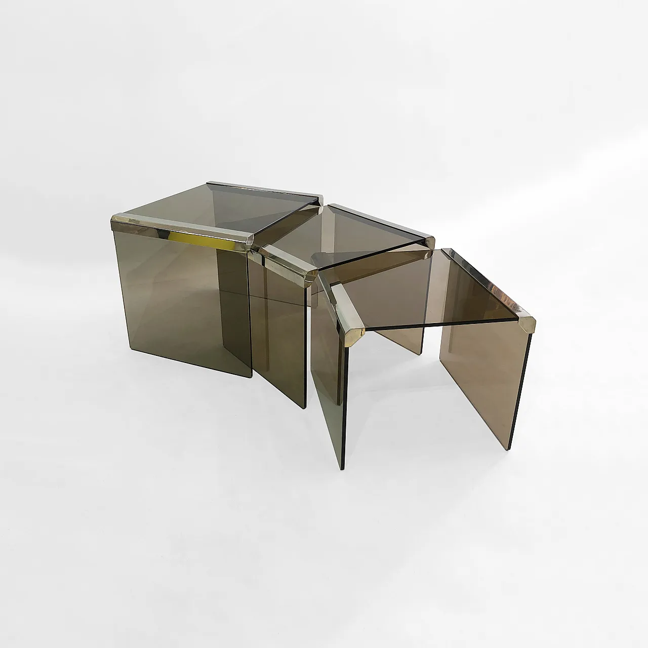 Gallotti & Radice ‘Tris’ T35 Smoked Glass Nesting Tables 15