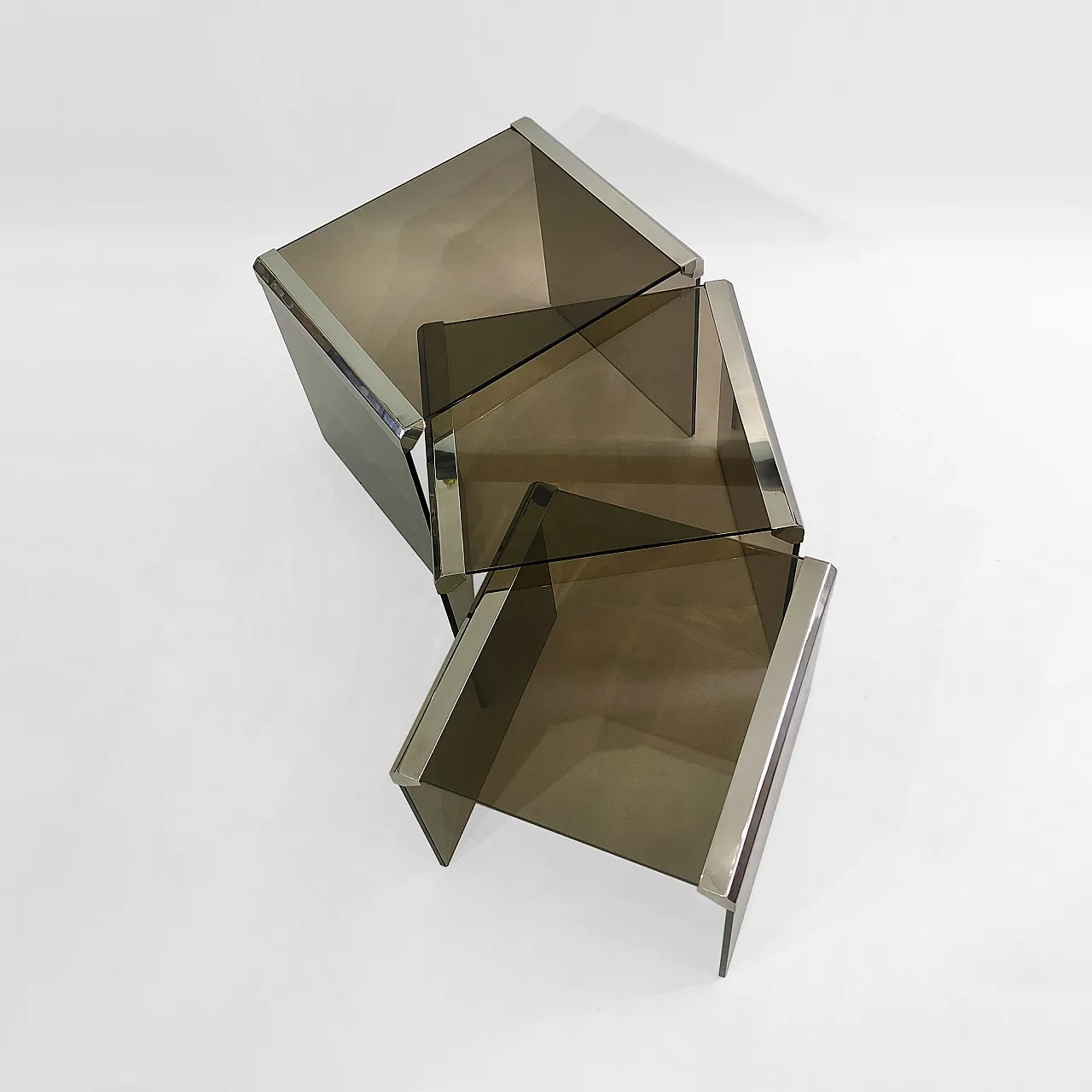 Gallotti & Radice ‘Tris’ T35 Smoked Glass Nesting Tables 16