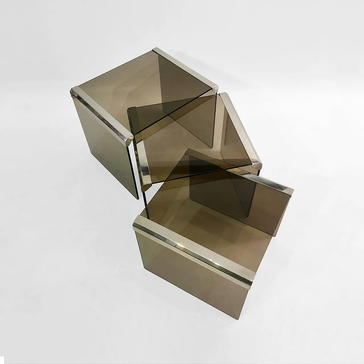 Gallotti & Radice ‘Tris’ T35 Smoked Glass Nesting Tables 17