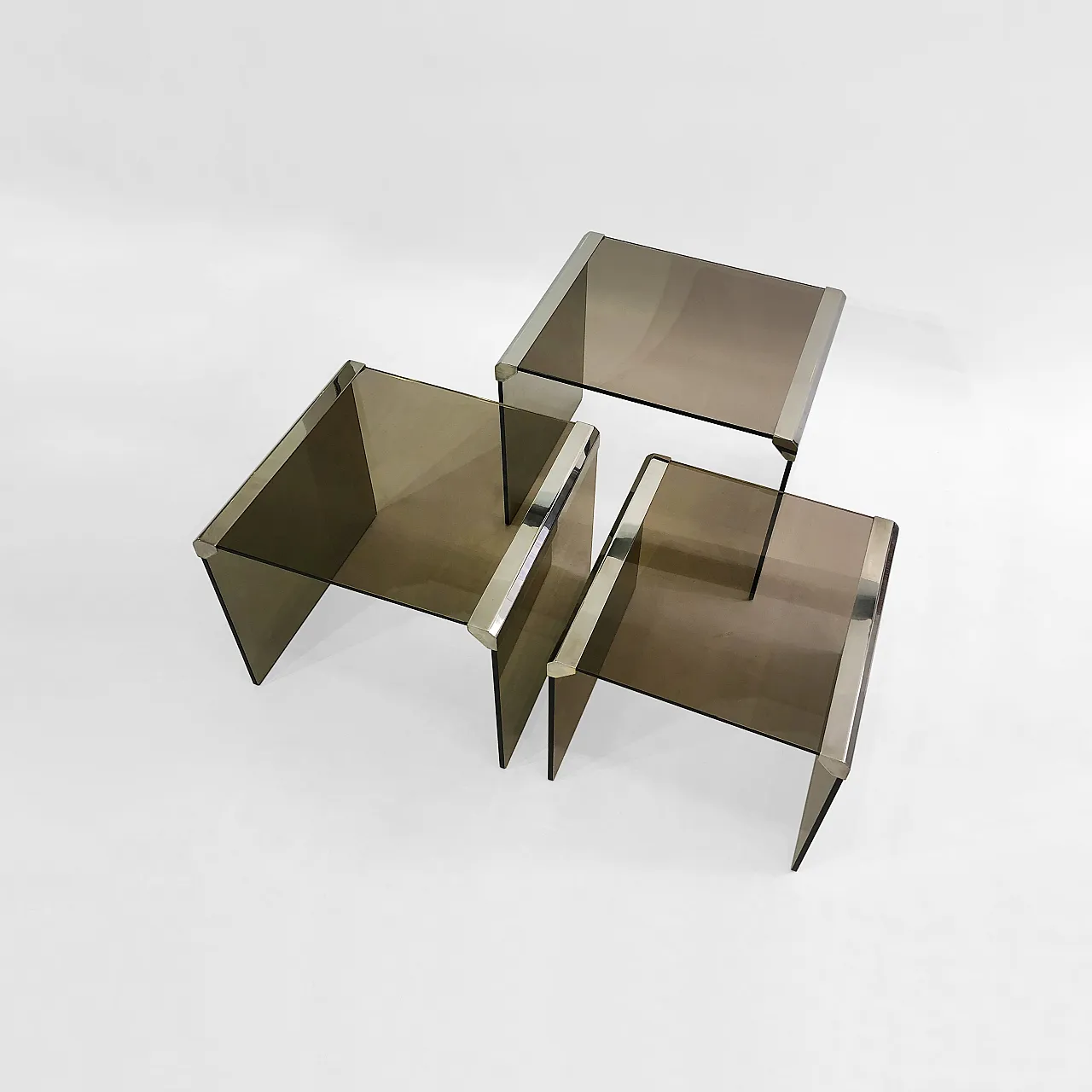 Gallotti & Radice ‘Tris’ T35 Smoked Glass Nesting Tables 18