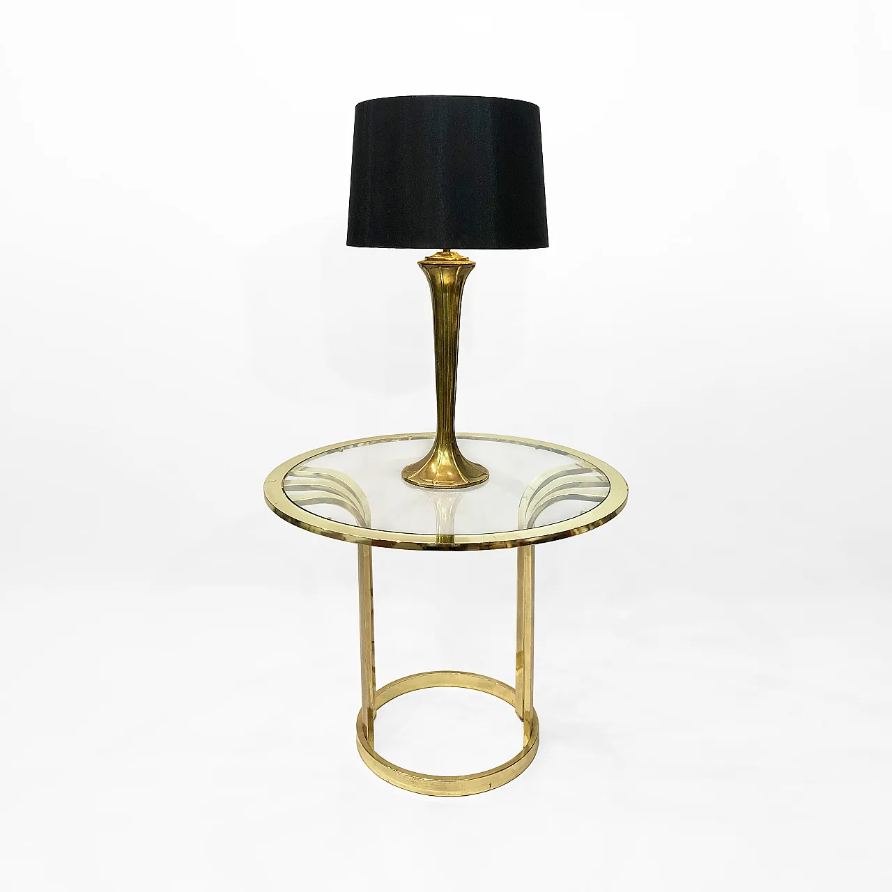 Tavolino Art Déco placcato in ottone, anni '70 3